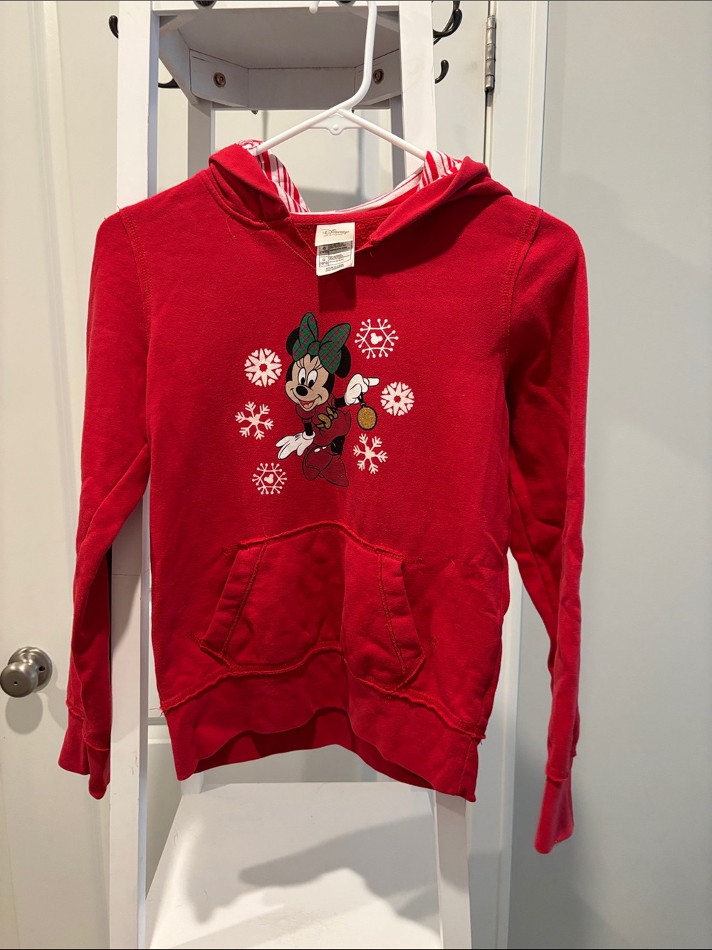 Disney Red Minnie Mouse Hoodie with Snowflake Print